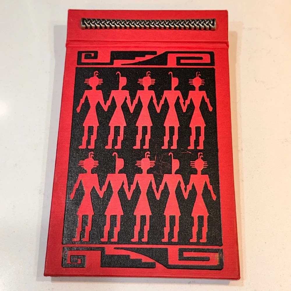 Vintage New Red Black Katchina Dancers Fabric Graphic 30 Black Page Portfolio‎